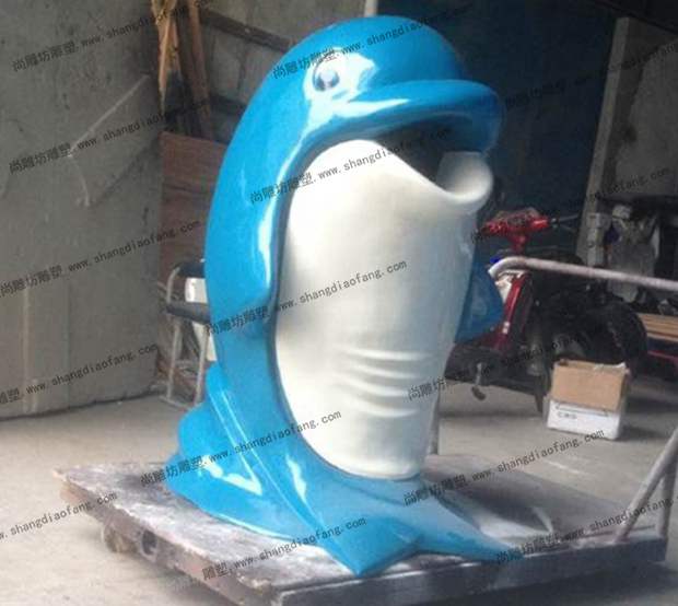 新款海豚玻璃钢垃圾桶雕塑1