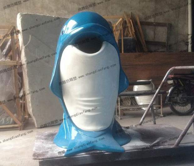 新款海豚玻璃钢垃圾桶雕塑2