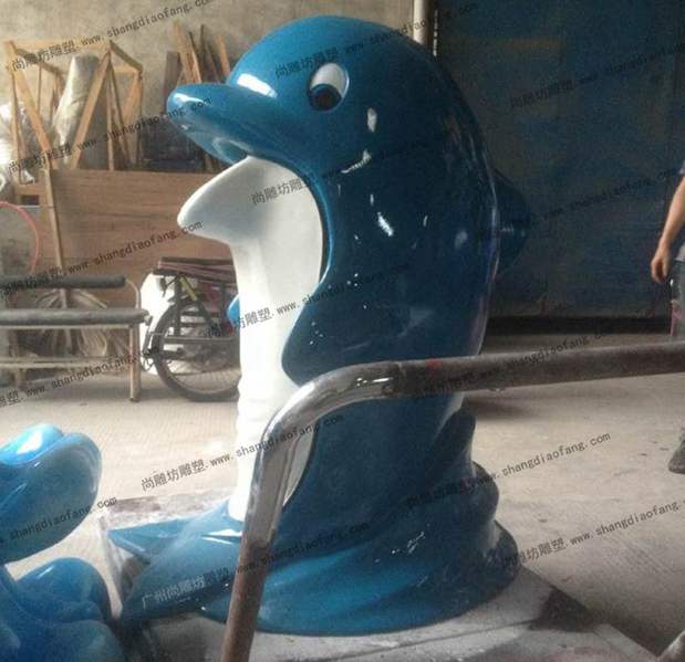 新款海豚玻璃钢垃圾桶雕塑3