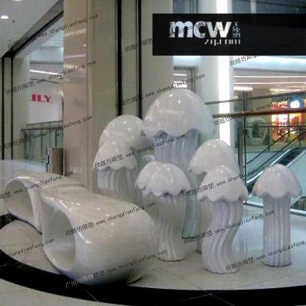 商场创意玻璃钢蘑菇雕塑2