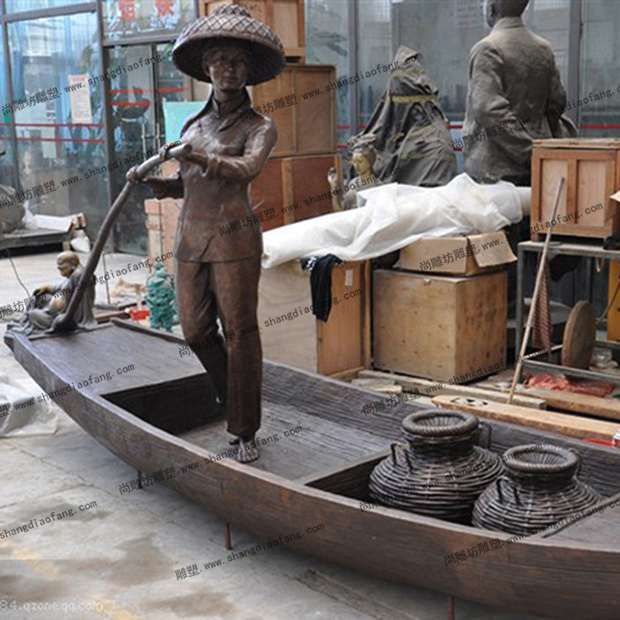 渔民渔船雕塑2