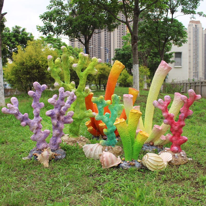 玻璃钢仿真海洋生物贝壳雕塑景观摆件海草珊瑚海螺海星户外装饰品