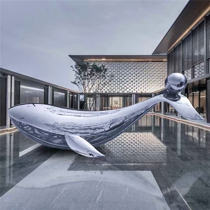 不锈钢海豚雕塑定制大型户外房地产抽象镜面海豚酒店景观园林摆件